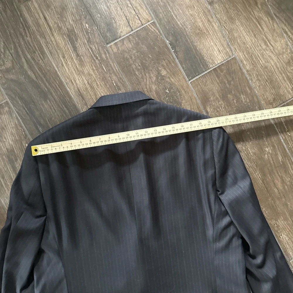 Hart Schaffner Marx Blazer Men 48L Charcoal Pinstripe 100% Worsted Wool USA NWT